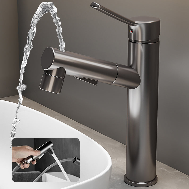 BowLift | Bathroom Vessel Faucet Swivel Spout Single Handle Faucet with Pull-Out Spray Head