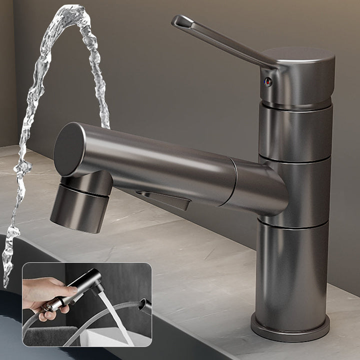 BowLift | Bathroom Vessel Faucet Swivel Spout Single Handle Faucet with Pull-Out Spray Head