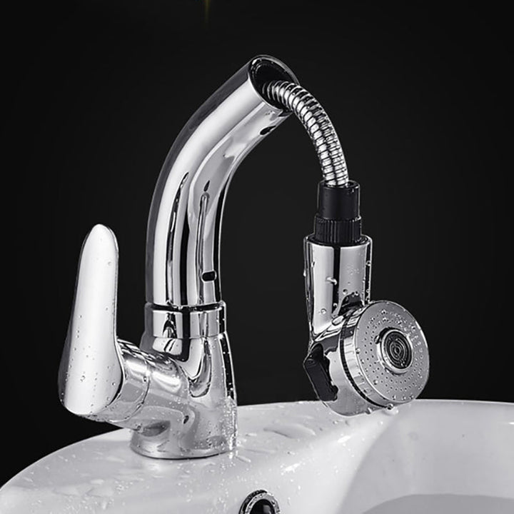 BowLift | Vessel Sink Bathroom Faucet with Swiveling Spout Single Lever Faucet with Pull-Out Spray