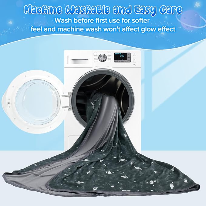 Glow-in-the-Dark Cooling Blanket For Kids– Q-Max > 0.5, Double-Sided Color Black | Bowlift