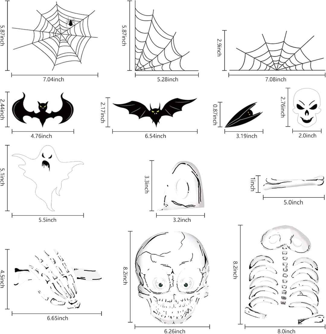 140PCS Halloween Window Clings Decor - Double-Sided Removable Stickers For Indoor Halloween Party Decorations Bowlift