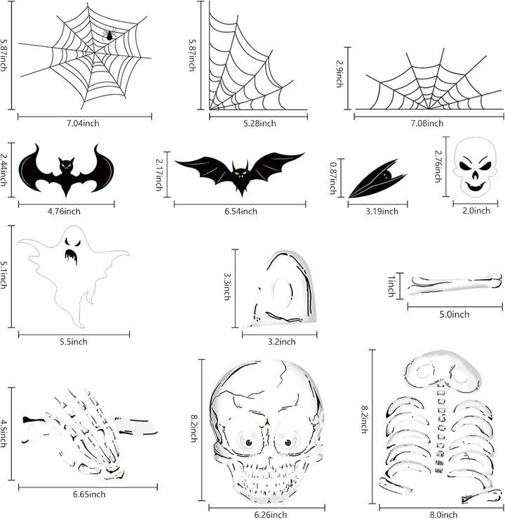 140PCS Halloween Window Clings Decor - Double-Sided Removable Stickers For Indoor Halloween Party Decorations Bowlift