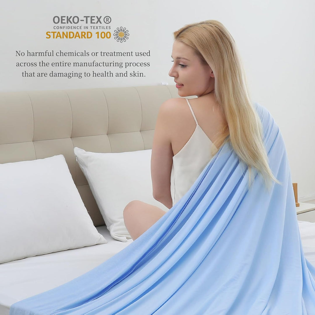 Cool Fiber Q-Max 0.4 Double-Sided Ice Silk Cooling Blanket – Lake Blue | Bowlift