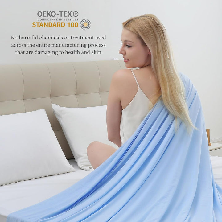 Cool Fiber Q-Max 0.4 Double-Sided Ice Silk Cooling Blanket – Lake Blue | Bowlift