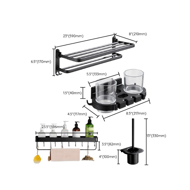 BowLift | Modern Bathroom Accessories Set Black Towel Bar Paper Holder Bathroom Accessories Kit