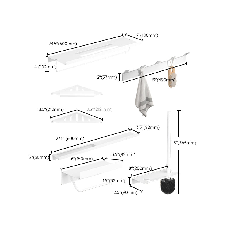 BowLift | Modern White Bathroom Accessory Set Bathroom Shelf Paper Holder Bathroom Accessory Kit