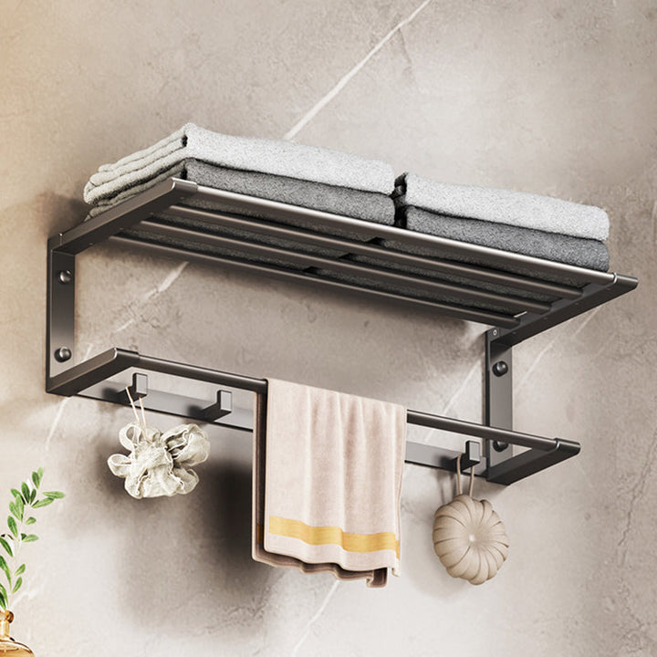 BowLift | Modern bathroom accessory set Bathroom shelf Towel bar gray bathroom accessory set