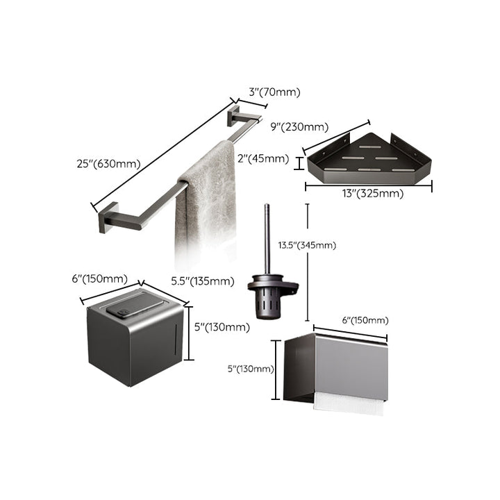 BowLift | Modern bathroom accessory set Bathroom shelf Towel bar gray bathroom accessory set