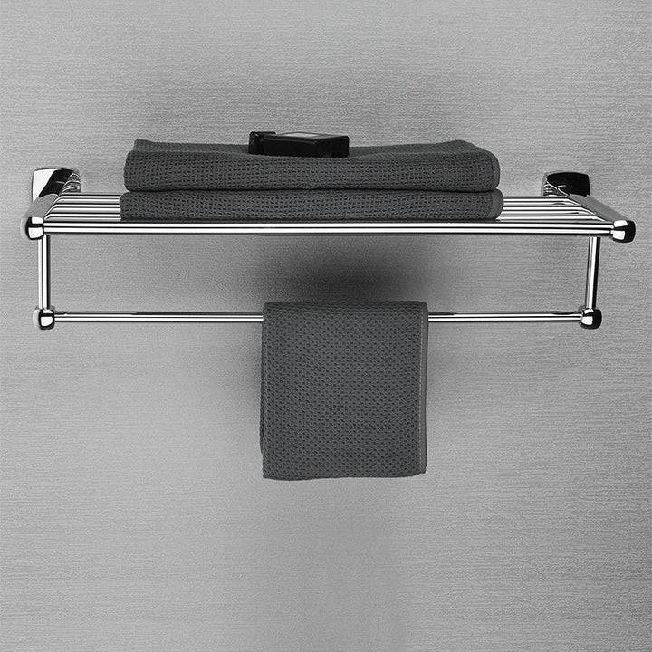 BowLift | Polished Chrome Modernism Bathroom Accessory Set Bath Shelf / Towel Bar / Bathrobe Hook Included