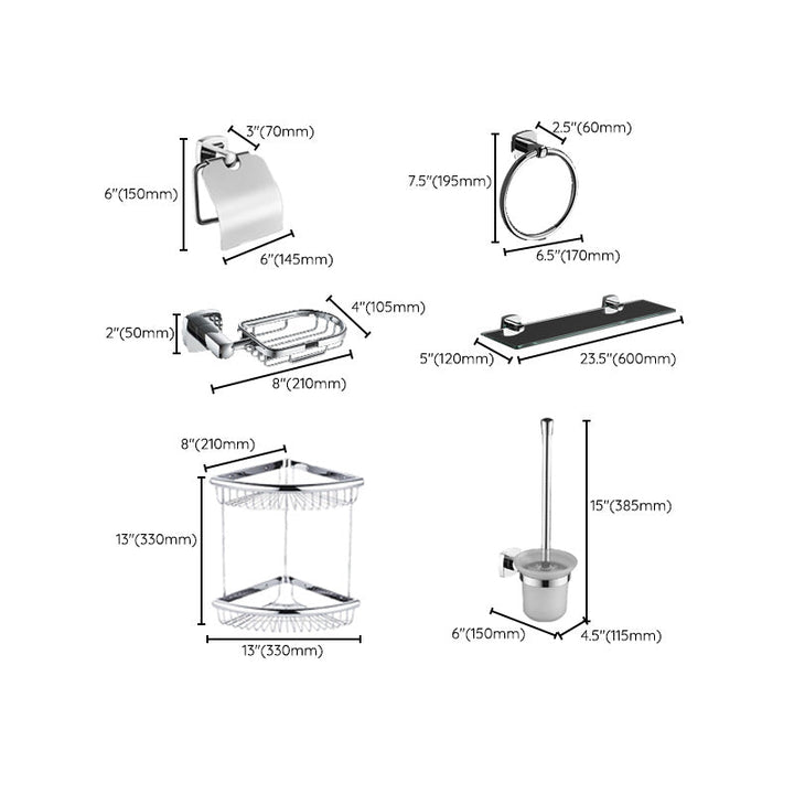 BowLift | Polished Chrome Modernism Bathroom Accessory Set Bath Shelf / Towel Bar / Bathrobe Hook Included
