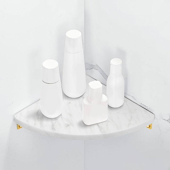 BowLift | 2-piece bathroom fitting set metal and marble bathroom shelf set