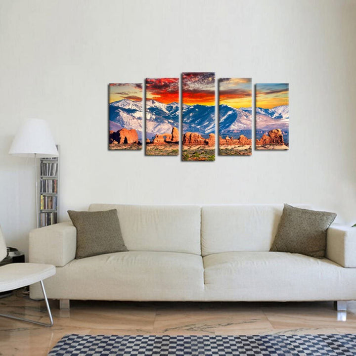Set Of 5 Mountain Landscape Canvas Wall Art Painting | Bowlift
