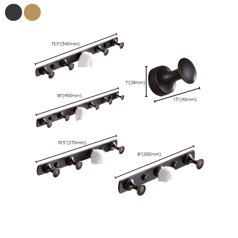 BowLift | 5-piece traditional bathroom accessory set brushed brass bathrobe hooks