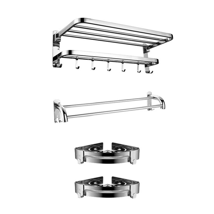 BowLift | Modern Bathroom Accessory Set Made of Chrome-Plated Stainless Steel with Bathrobe Hook/Towel Bar