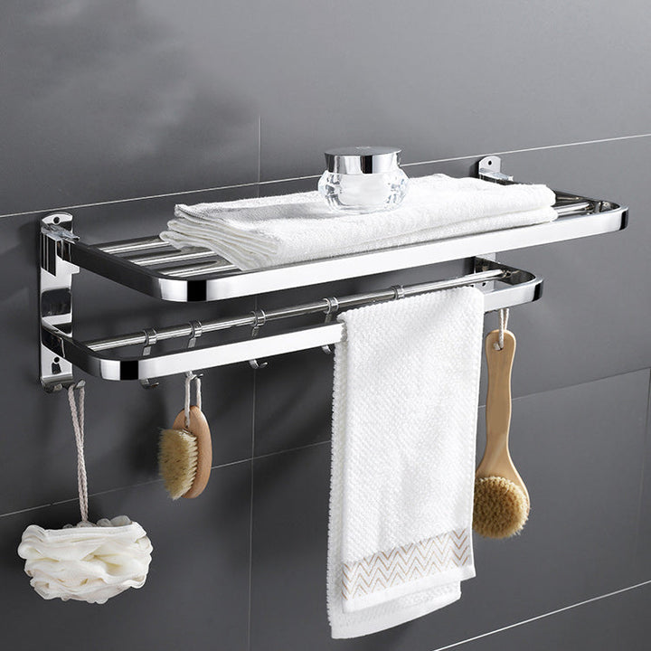BowLift | Modern Bathroom Accessory Set Made of Chrome-Plated Stainless Steel with Bathrobe Hook/Towel Bar