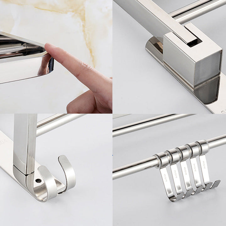 BowLift | Contemporary bathroom accessory set made of chrome-plated stainless steel with bathrobe hooks/towel rail