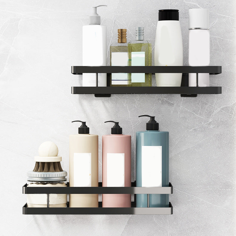 BowLift | 2-piece bathroom shelf made of matte black metal bathroom hardware set