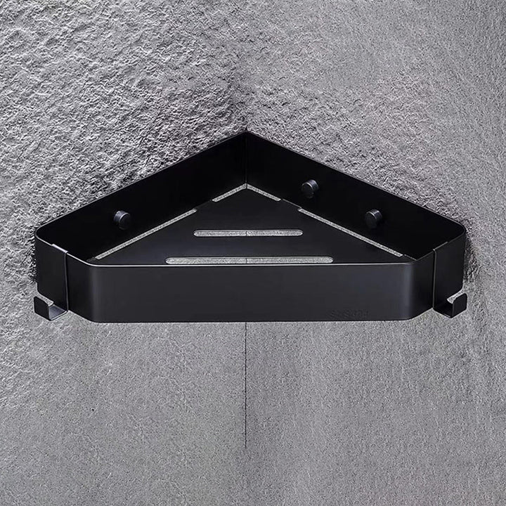 BowLift | 2-piece stainless steel bathroom accessory set 30 cm W triangular bathroom shelf