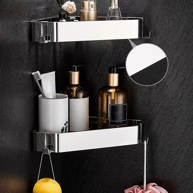 BowLift | 2-piece stainless steel bathroom accessory set 30 cm W triangular bathroom shelf
