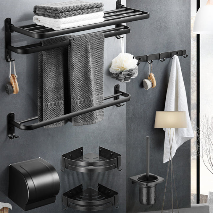 BowLift | Modern Black Bathroom Accessory Set Tissue Holder Towel Bar Bathroom Fittings Set