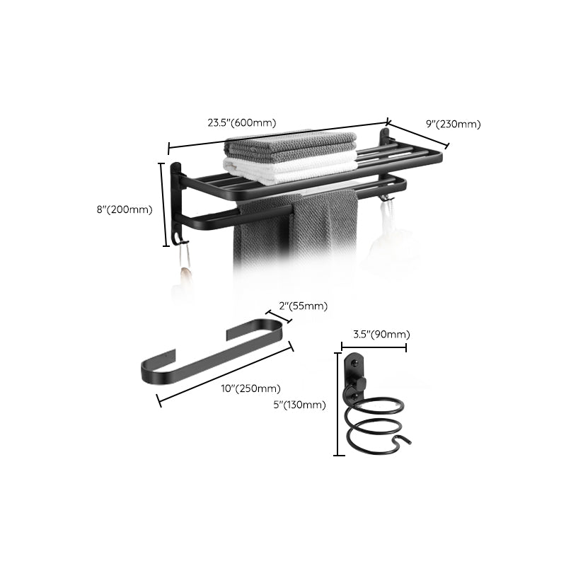 BowLift | Modern Black Bathroom Accessory Set Tissue Holder Towel Bar Bathroom Fittings Set