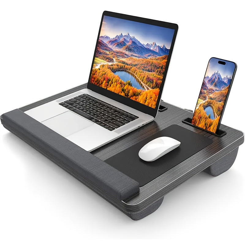 Ergonomic laptop stand with wrist support and device slots | Bowlift