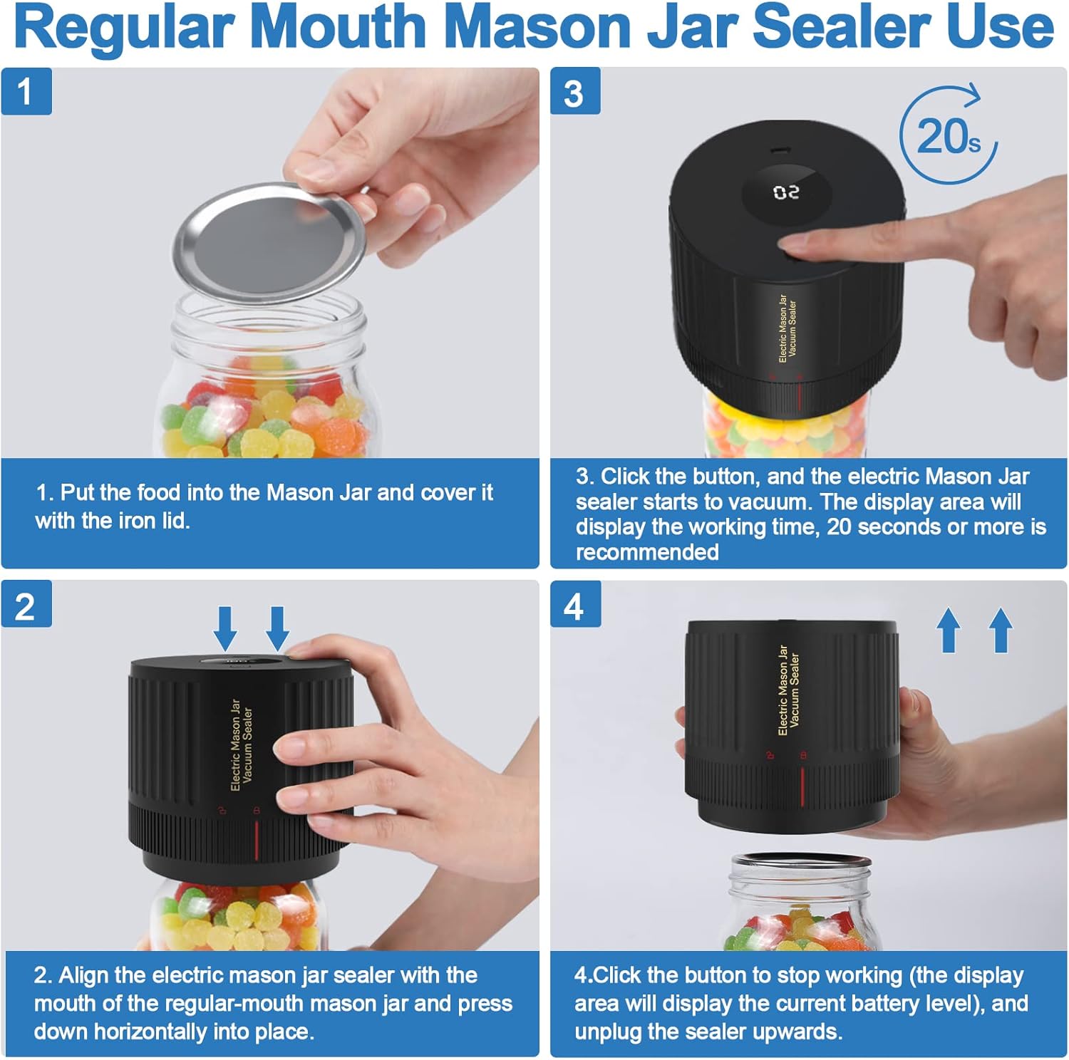 BowLift | Electric Mason Jar Vacuum Sealer Set - Preserve Freshness Quickly!