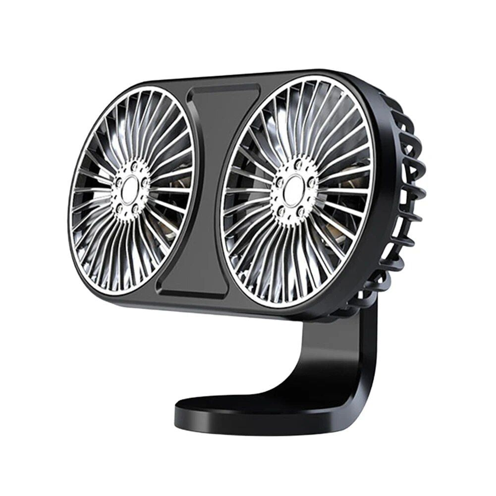 360° Rotating Dual-Head USB Car Fan with Ambient Lighting | Bowlift