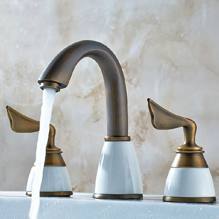 BowLift | Deck Mounted Roman Tub Faucet Low Arc Bronze Romantic Bathtub Fitting Set