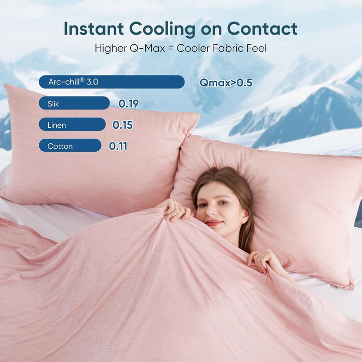Light Pink Cooling Blanket –  3.0, Q-Max>0.5, Multi-Size Options | Bowlift