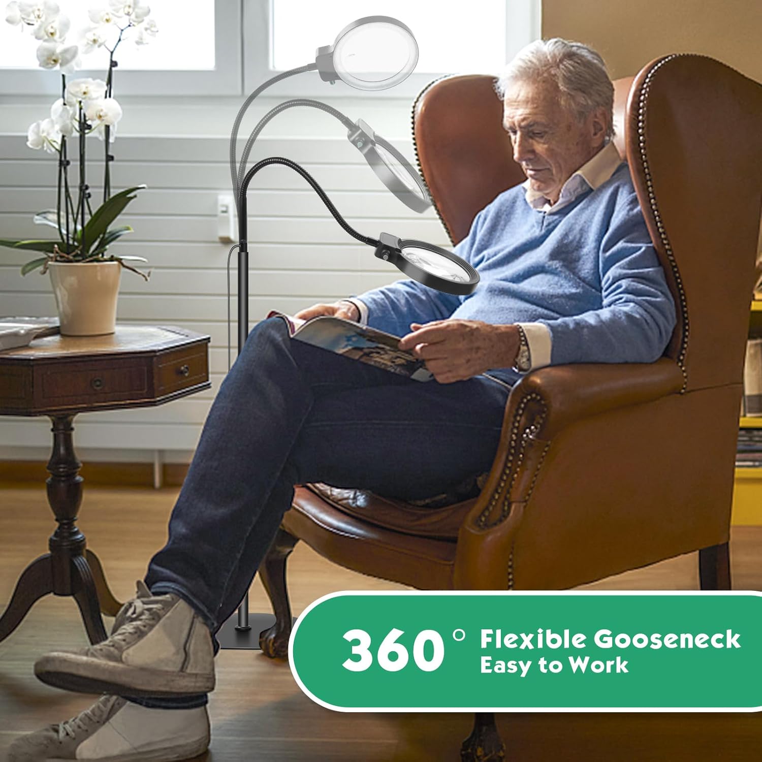 BowLift | Full-Page Magnifying Glass with LED Light – Hands-Free Reading Aid for Books, Crafts & Hobbies