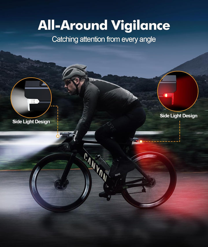 BowLift | Rechargeable Bike Light Set with 3+6 Modes & Side Lighting – RoadBeam
