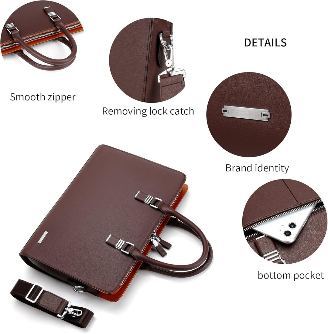 Genuine Leather Multi-Compartment Business Briefcase for Professionals | Bowlift