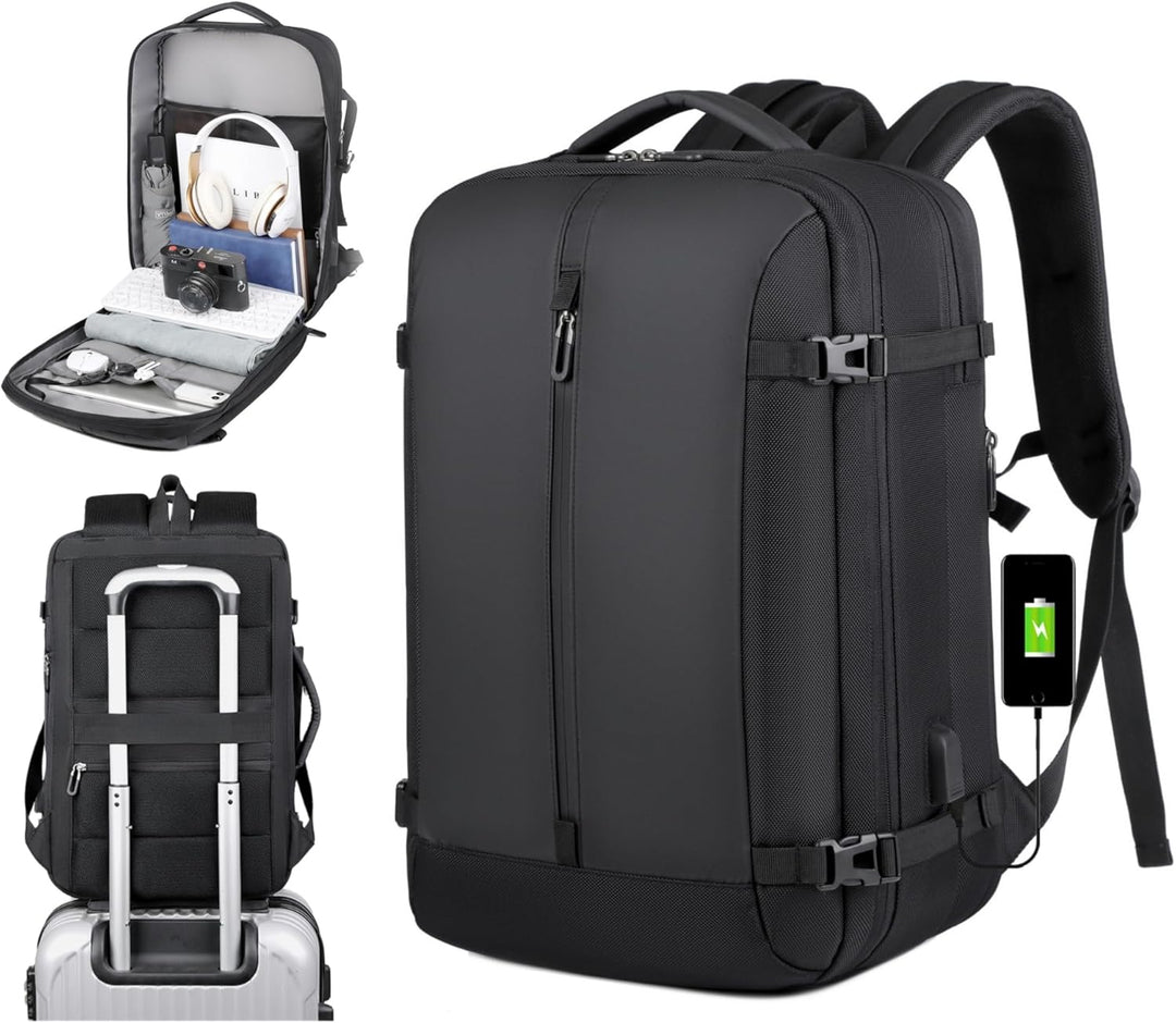 40L Expandable Waterproof Travel Backpack with USB Port & 17” Laptop Sleeve – AirVoyage | Bowlift