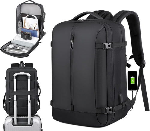 40L Expandable Waterproof Travel Backpack with USB Port & 17” Laptop Sleeve – AirVoyage | Bowlift