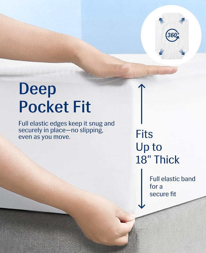 Cooling Mattress Pad King, Upgraded  3.0 + PCM Cooling Washable Mattress Protector for Hot Sleepers, White | Bowlift