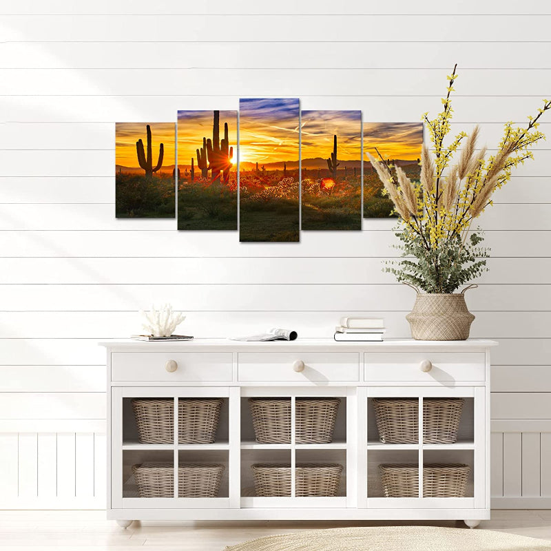 Set Of 5 Desert Sunset Wall Art Painting | Bowlift