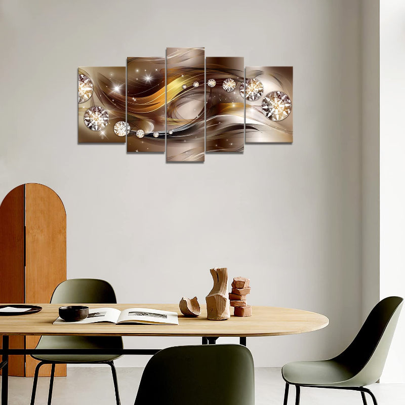 Set Of 5 Brown Diamonds Canvas Wall Art Painting | Bowlift