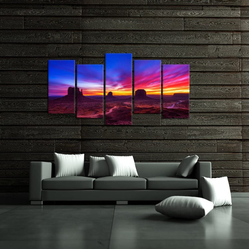 Set Of 5 Sunrise Monument Valley Wall Art Painting | Bowlift
