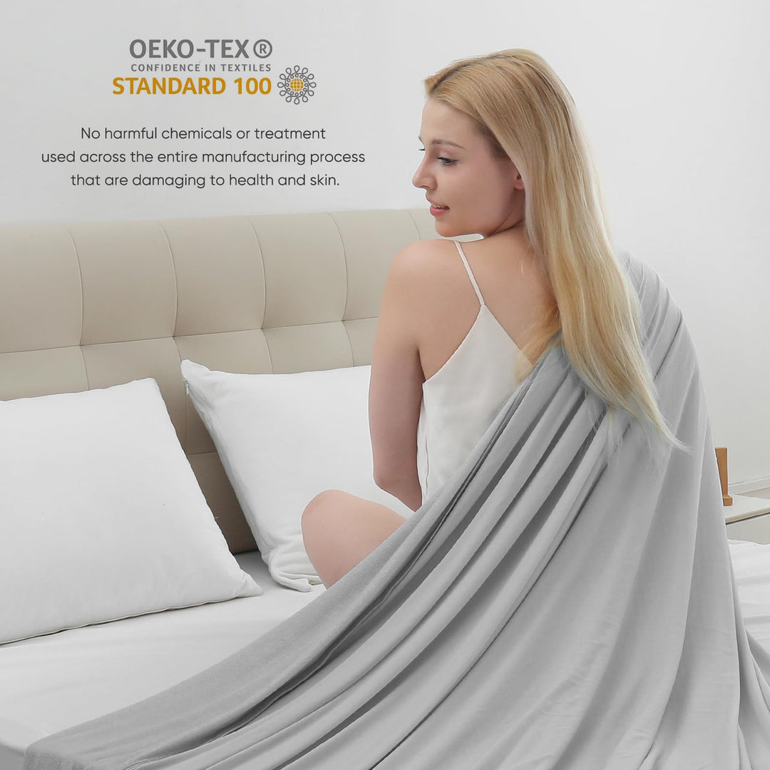 Cooling Blanket –   Q-Max>0.5, Lightweight Bamboo Fiber, Breathable & Soft, All-Season Cool Comfort | Bowlift