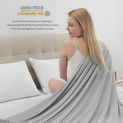 Cooling Blanket –   Q-Max>0.5, Lightweight Bamboo Fiber, Breathable & Soft, All-Season Cool Comfort | Bowlift
