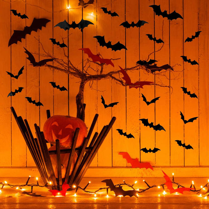 Bats Wall Decor Stickers - Halloween Decoration Stickers For Home Décor (120 Pc) Bowlift