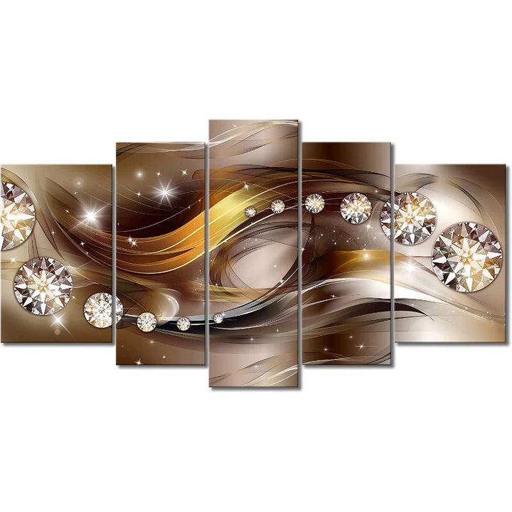 Set Of 5 Brown Diamonds Canvas Wall Art Painting | Bowlift