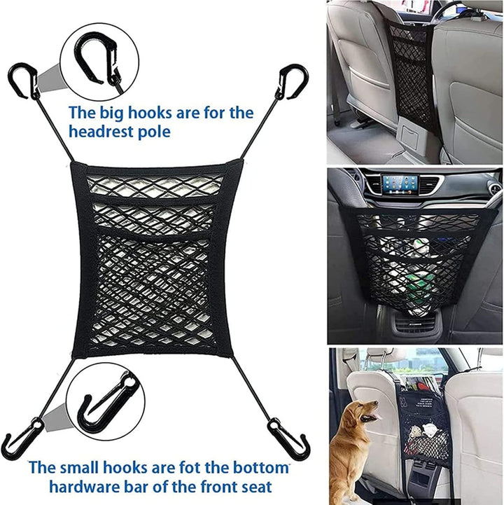 BowLift | Stretchable Car Seat Divider & Storage Net with Pet Barrier