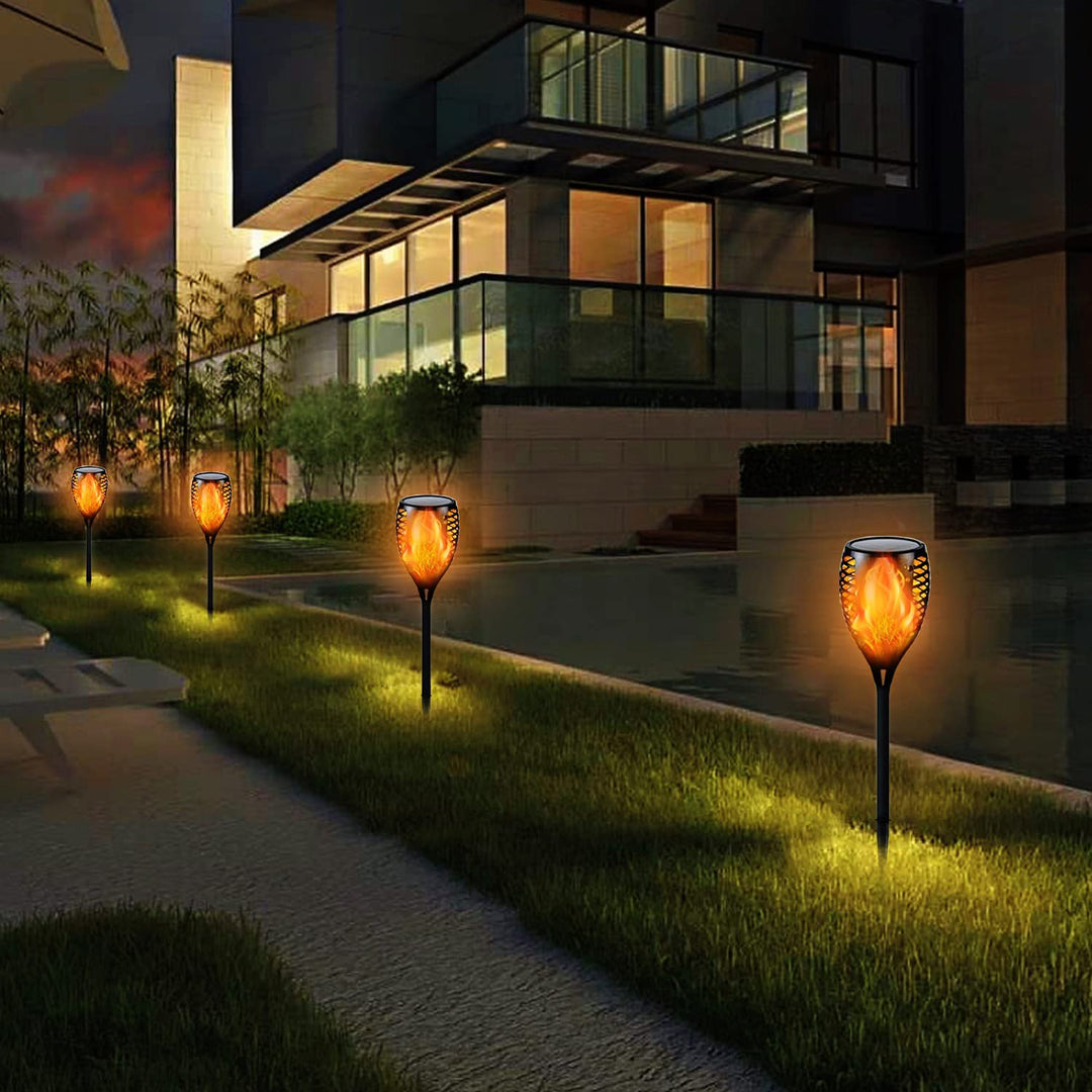 BowLift | FlameGlow Solar Tiki Torches | Flickering Flame Lights | Sustainable Garden Lighting
