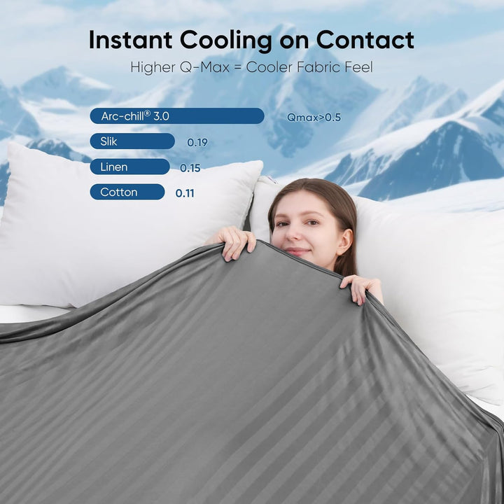 Cooling Fabric Q-max>0.5 Double-Sided Summer Blanket  of Dark Grey | Bowlift