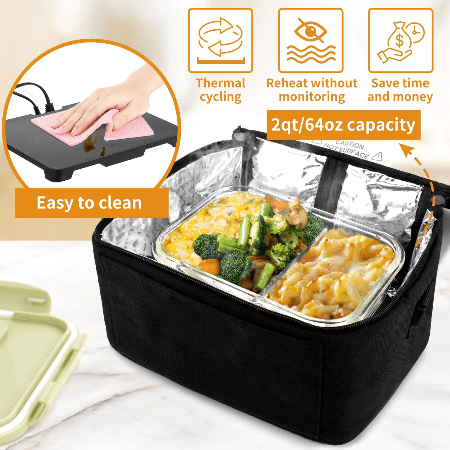 BowLift | HeatGo Pro – Electric Portable Food Warmer Lunchbox with 3-in-1 Connection