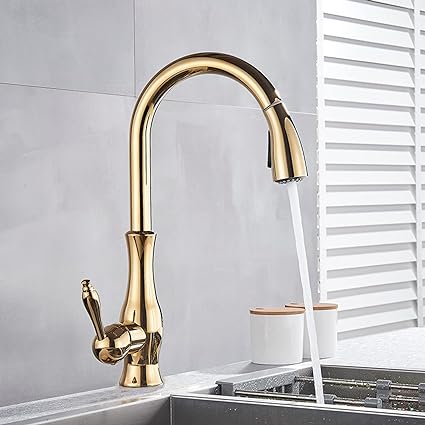 BowLift | Brass Kitchen Faucet Pull Out Mixer Sink Water Tap 360 Rotation Single Handle