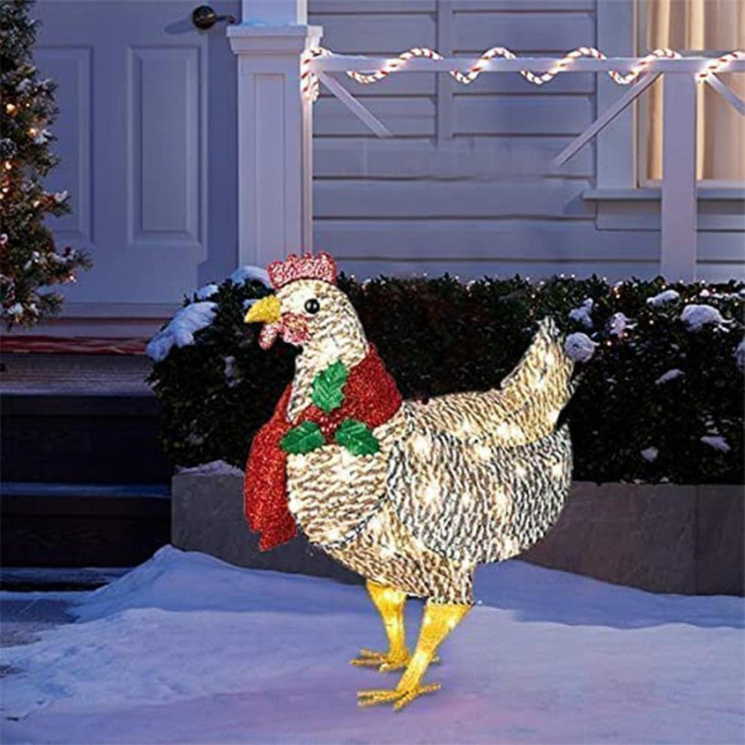 BowLift | WinterHen LED Chicken with Scarf – Illuminating Christmas Decoration for Indoor and Outdoor