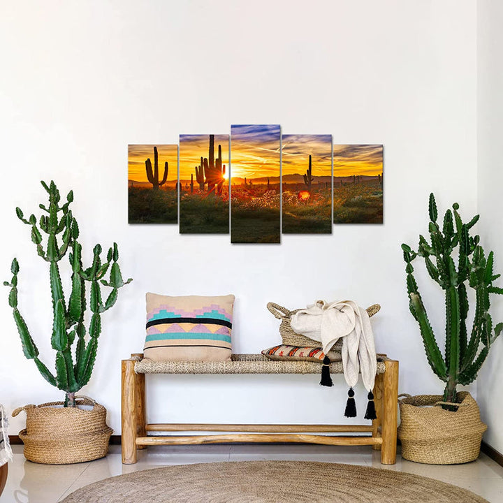 Set Of 5 Desert Sunset Wall Art Painting | Bowlift